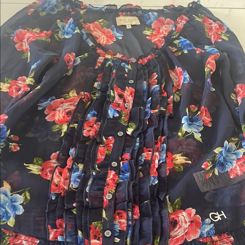 Gilly Hicks Navy Floral Blouse